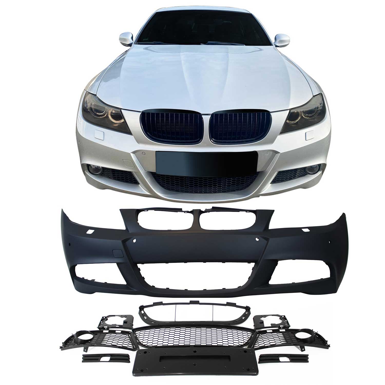 JOM Pare-chocs avant pour BMW Series 3 E90/ E91 2005-2008 Plastique Noir 1x