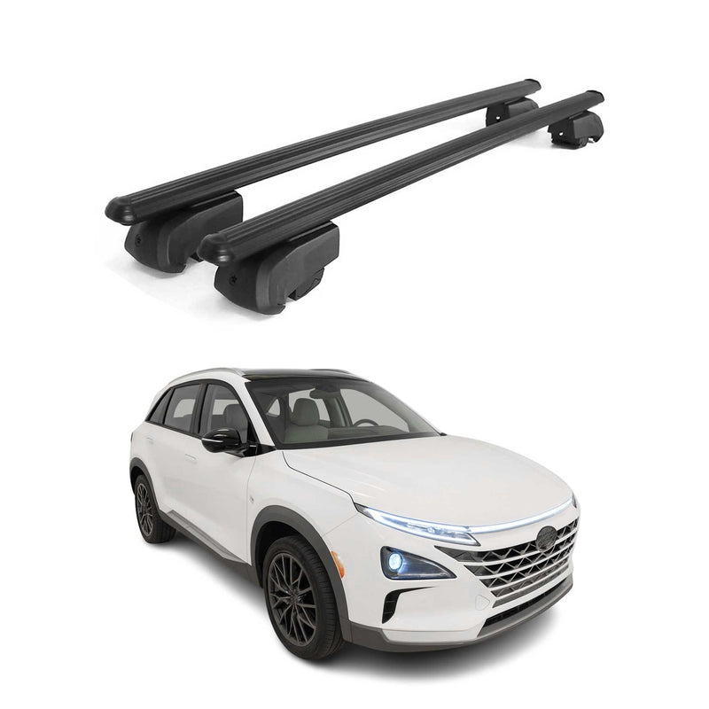 Barres de toit Transversales pour Hyundai Nexo 2019-2023 Aluminium Noir ABE