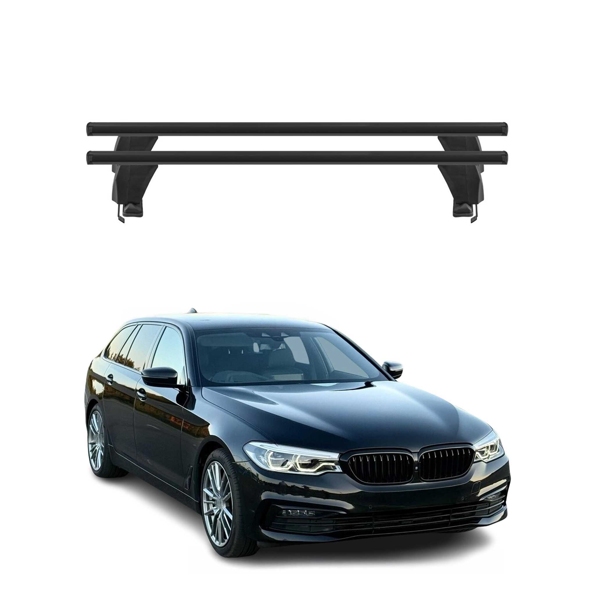 Menabo Barres de toit transversales pour BMW Série 5 G31 2017-2023 Alu Noir ABE
