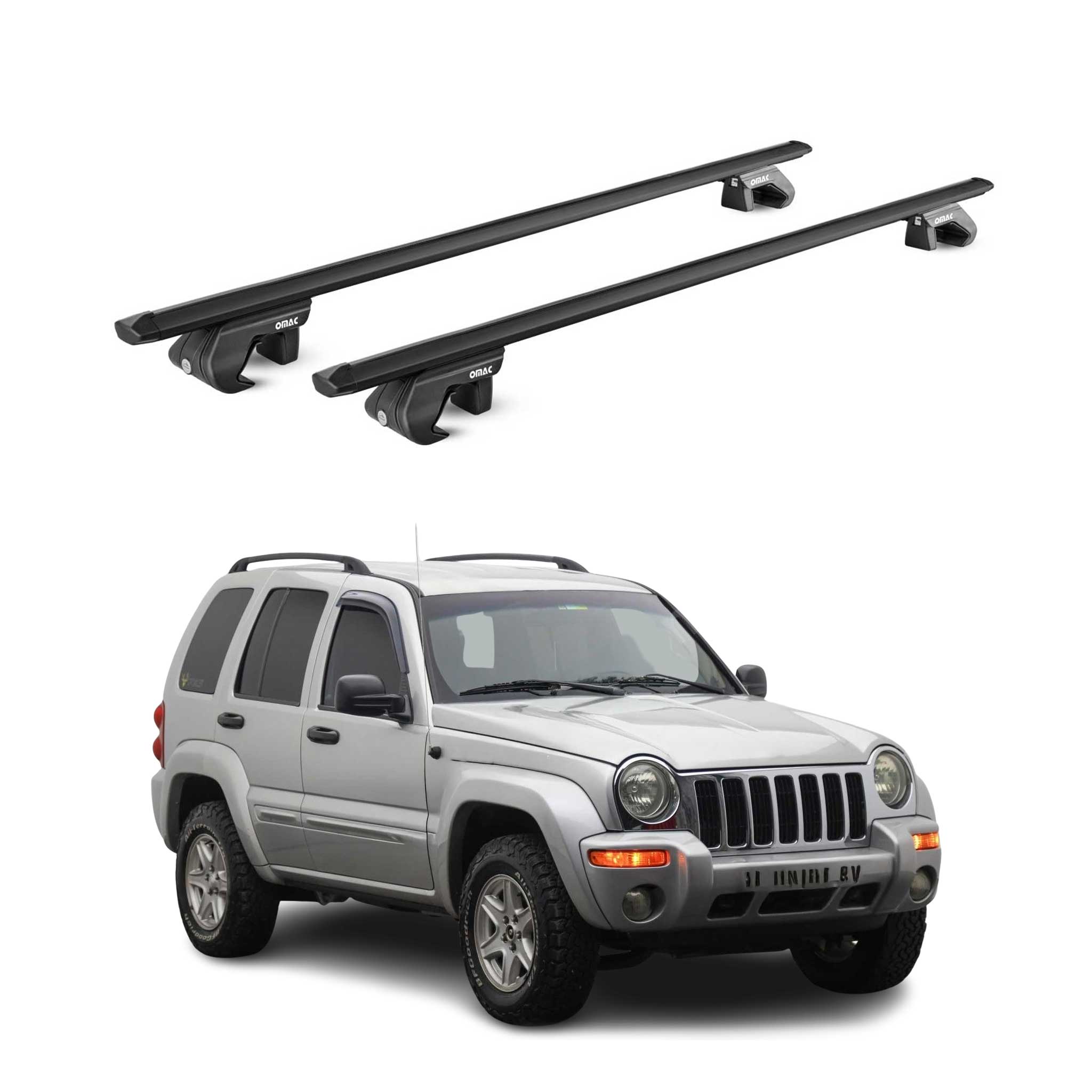 Barres de toit transversales pour Jeep Cherokee KJ KK 2001-13 5 P Noir 2x ABE