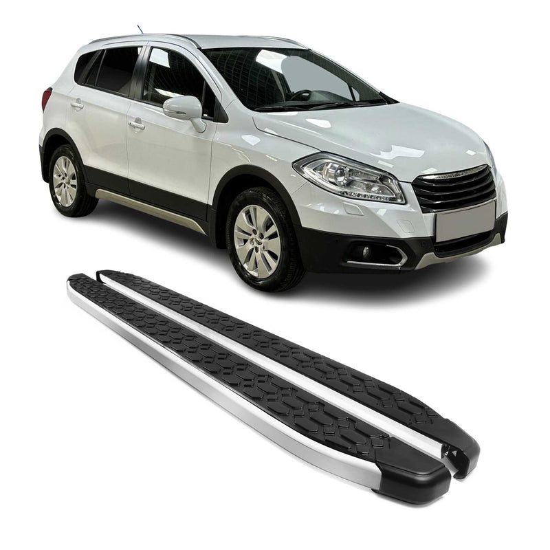 Marchepieds Latéraux pour Suzuki S-Cross 2013-2020 Gris Noir Aluminium 2Pcs