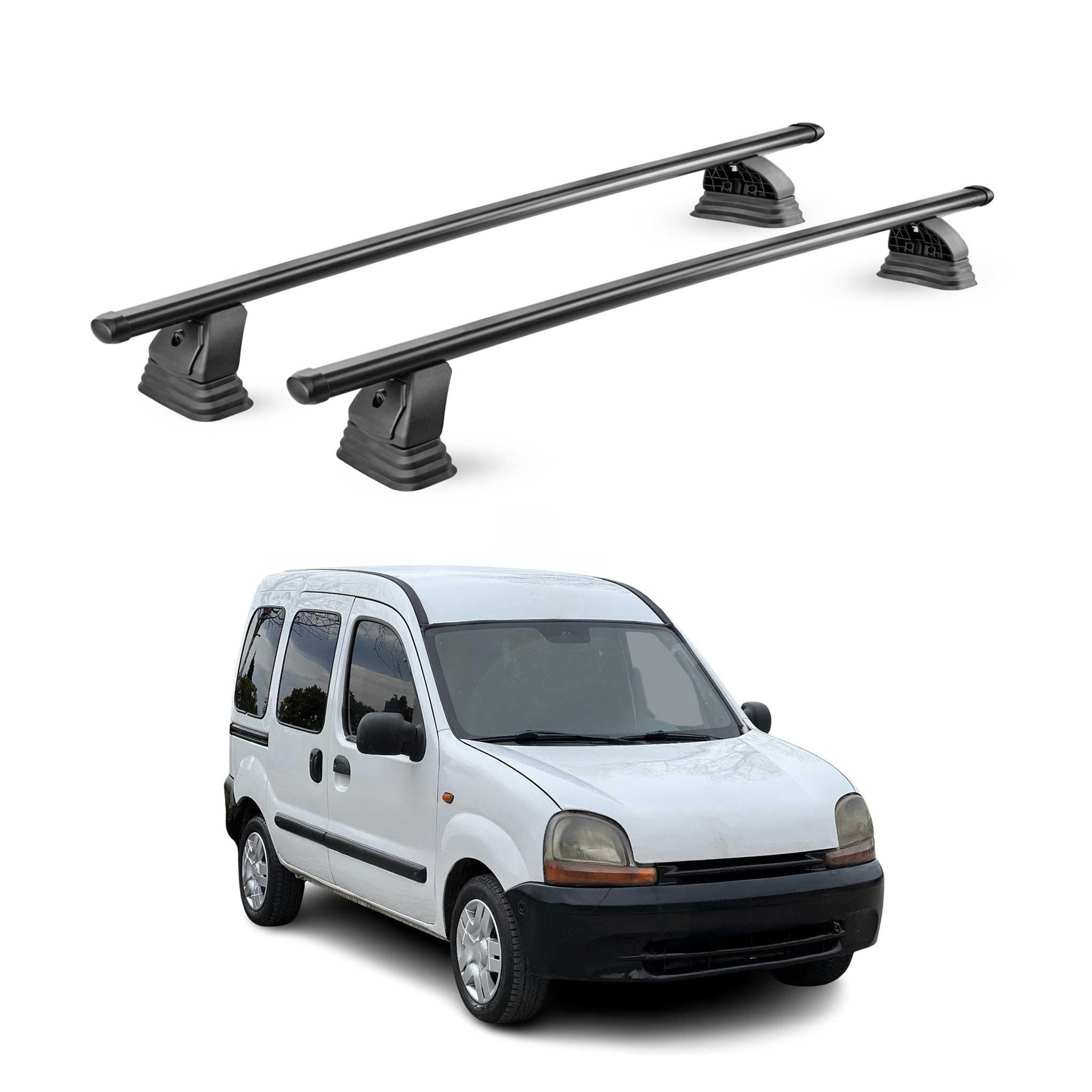 Barres de toit transversales acier pour Renault Kangoo I 1997-2007 TÜV Noir 2Pcs