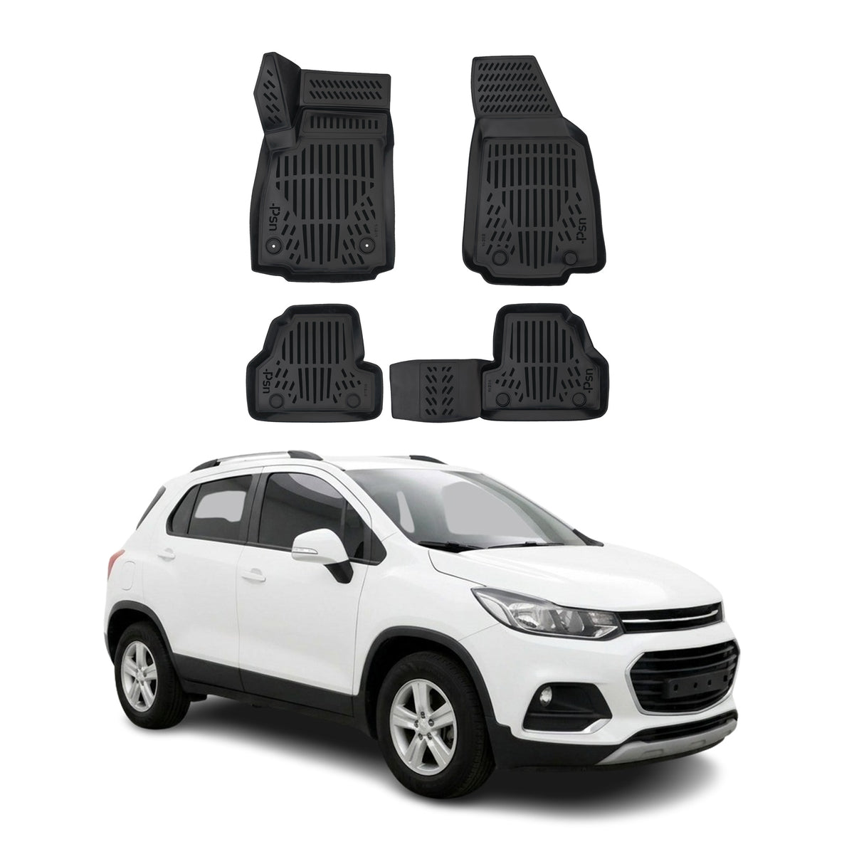 Tapis de sol pour Chevrolet Trax 2013-2022 Noir 3D en Caoutchouc TPE 4Pcs