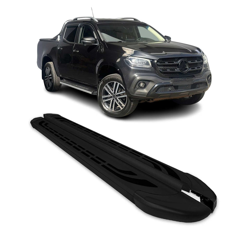 Marchepieds Latéraux pour Mercedes Classe X Double Cab 2017-2024 Alu Noir 2Pcs