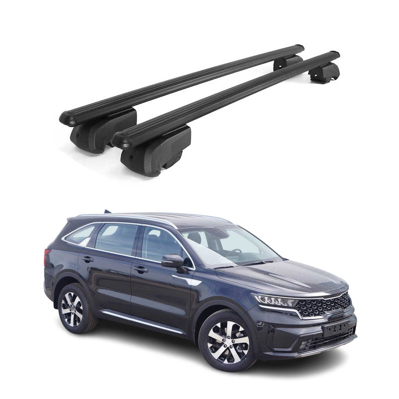 Barres de toit Transversales pour Kia Sorento X-Line 2020-2023 Alu Noir ABE