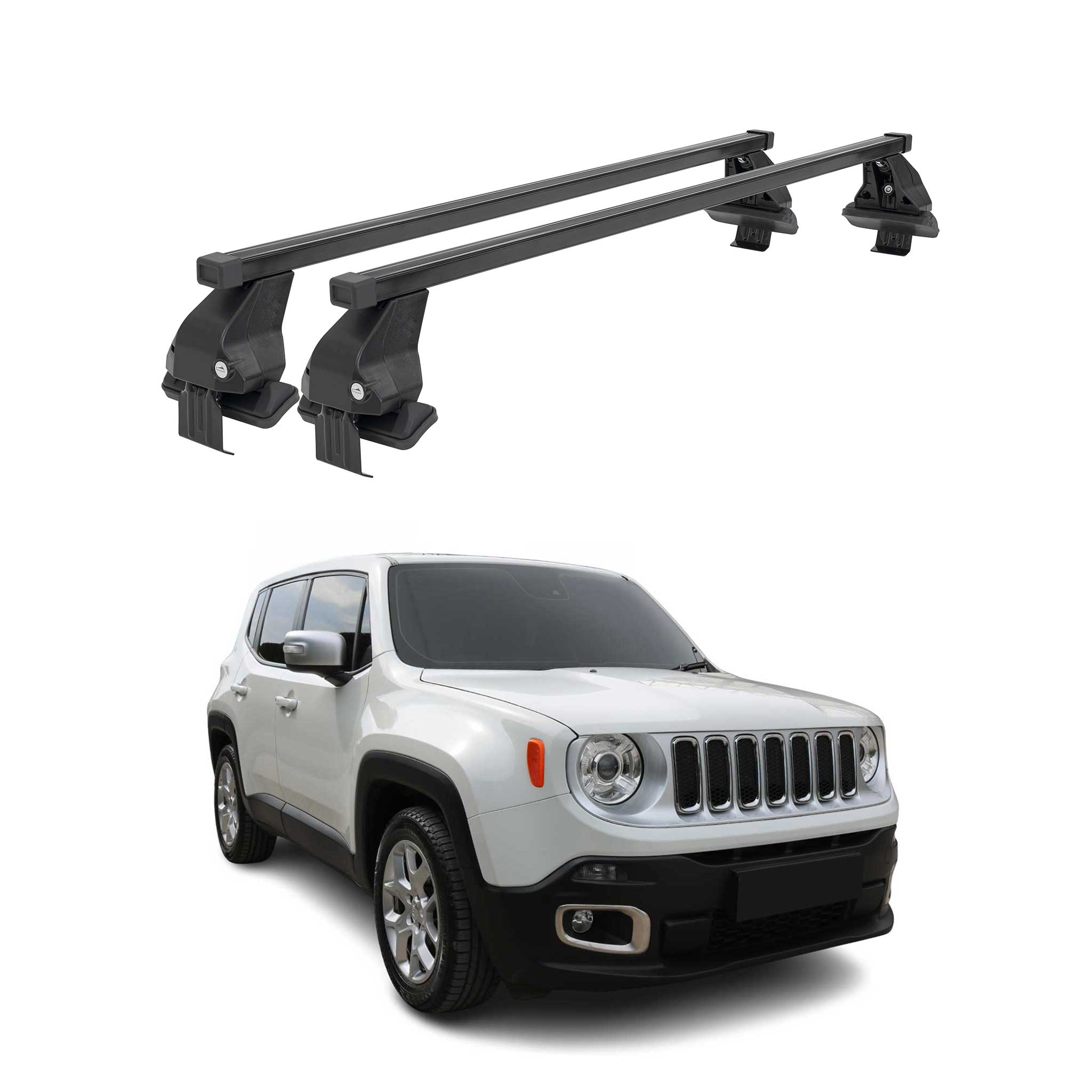 Barres Transversales Menabo pour Jeep Renegade 2015-2025 Noir