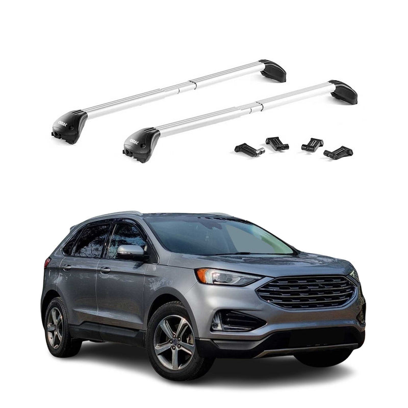 Barres de toit transversales pour Ford Edge 2016-2022 Alu Gris Argenté 2x ABE
