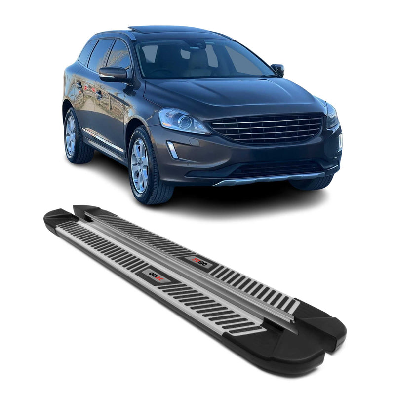 Marchepieds Latéraux pédale pour Volvo XC60 2009-2017 Noir Gris Aluminium 2Pcs