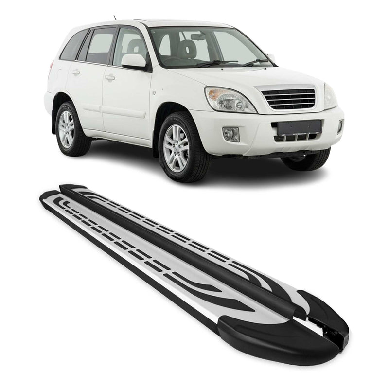 Marchepieds Latéraux pédale pour Chery Tiggo 2005-2014 Aluminium Gris Noir 2x