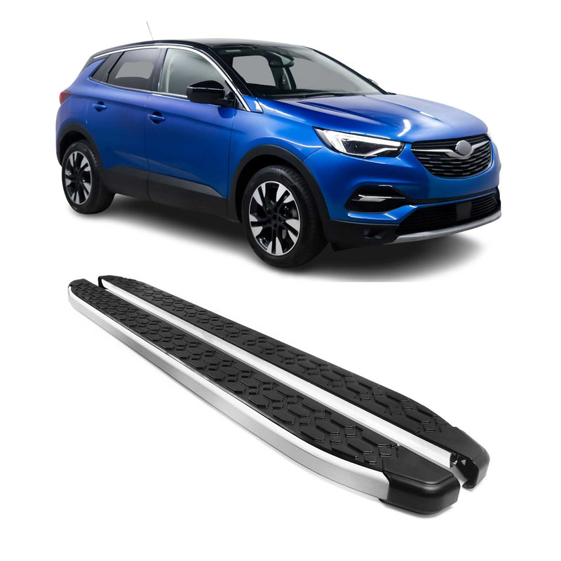 Marchepieds Latéraux pour Opel Grandland X 2017-2024 Gris Noir Aluminium 2Pcs