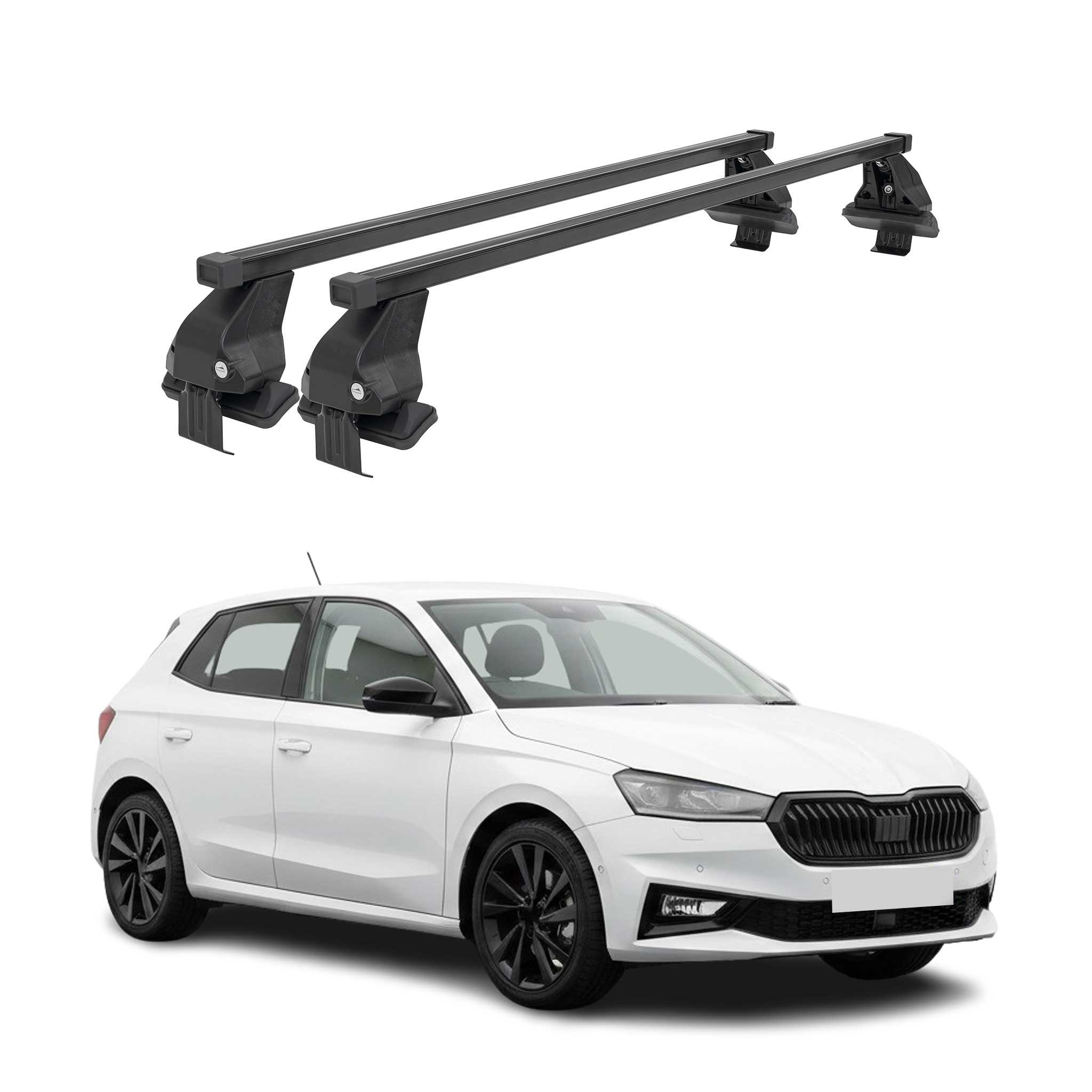 Menabo Barres de toit Transversales pour Skoda Fabia mk4 2022-2026 Acier Noir 2x