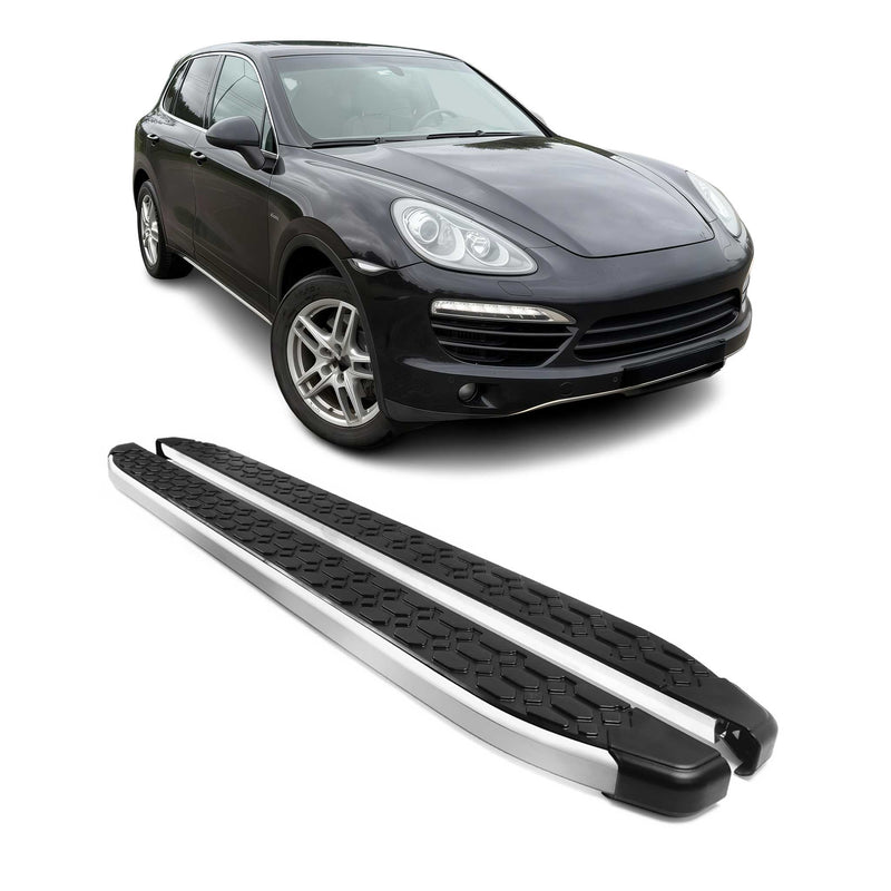 Marchepieds Latéraux pour Porsche Cayenne 2010-2017 Gris Noir Aluminium 2Pcs