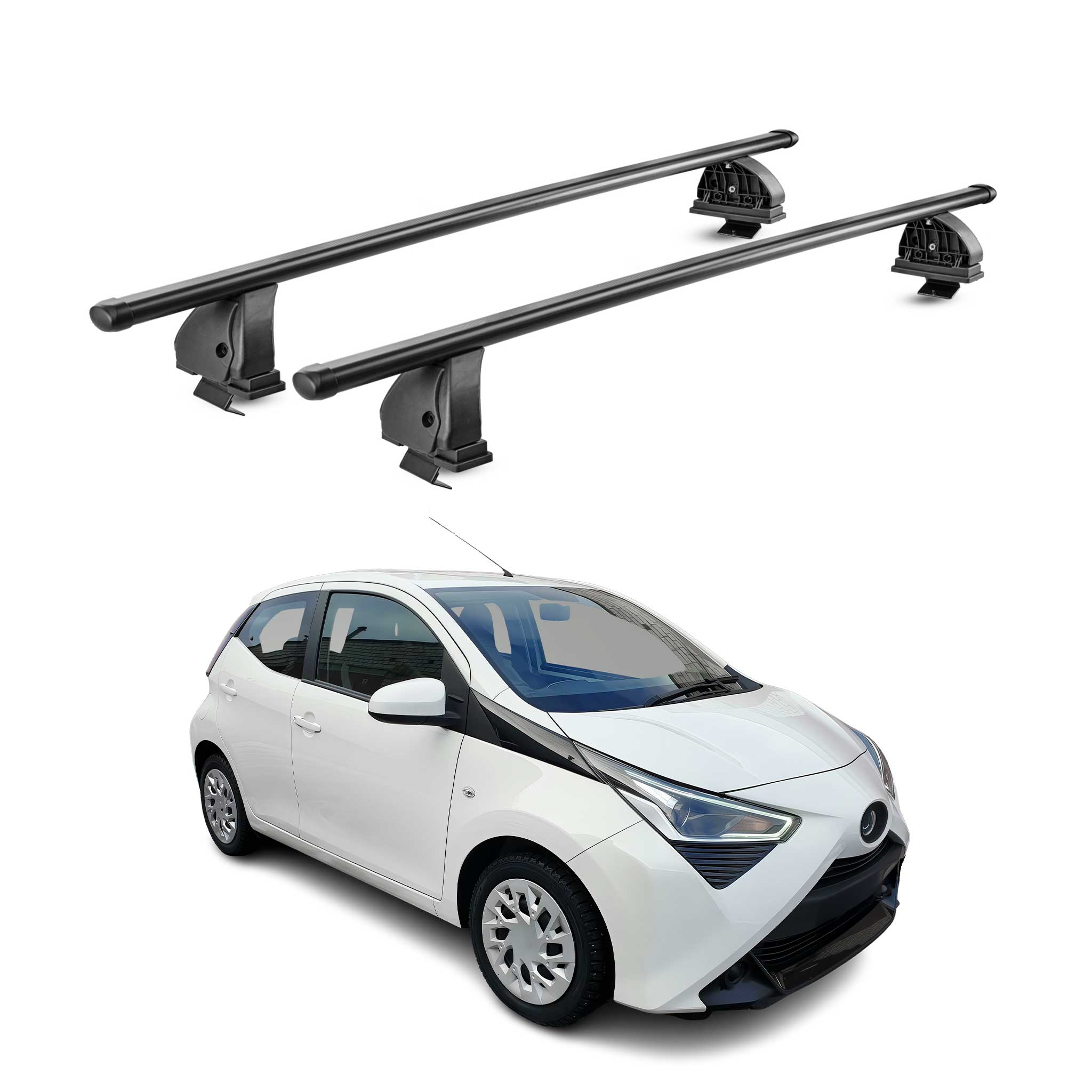Barres de toit transversales acier pour Toyota Aygo II 2014-2022 TÜV Noir 2Pcs