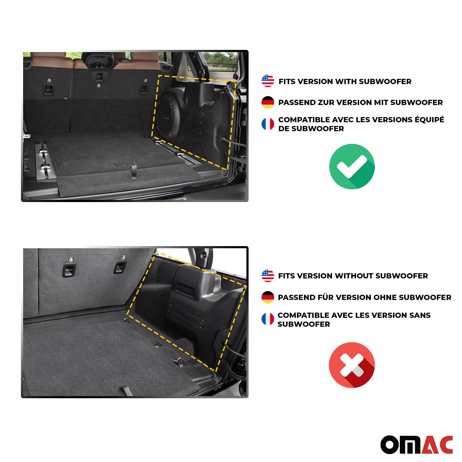 Tapis de coffre pour Fiat Bravo II 2007-2014 avec subwoofer TPE Imperméable 1Pc