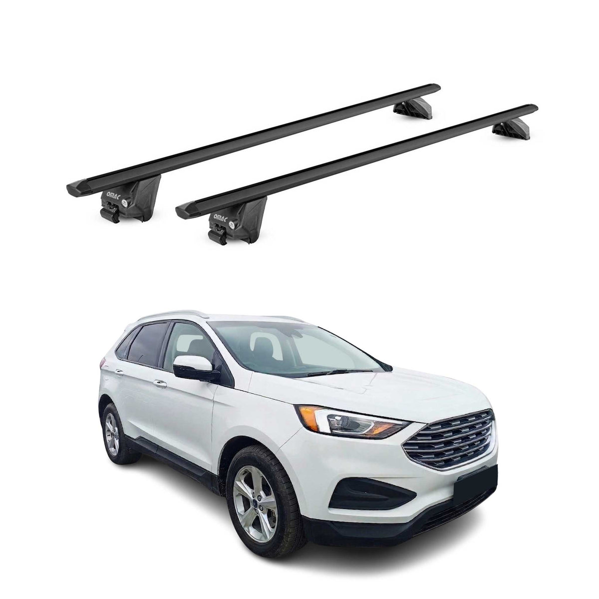 Barres de toit transversales pour Ford Edge II 2015-2023 Alu Noir 2 pièces ABE