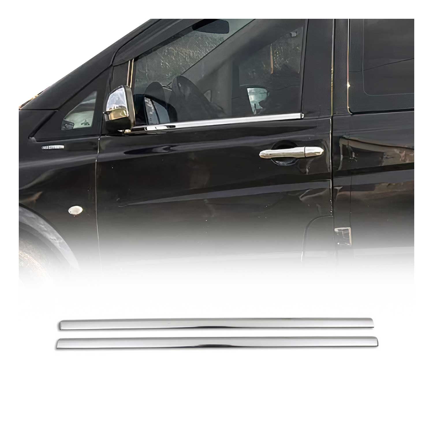 Baguettes pour contour Latérales pour Mercedes Viano 2003-2014 inox chrome