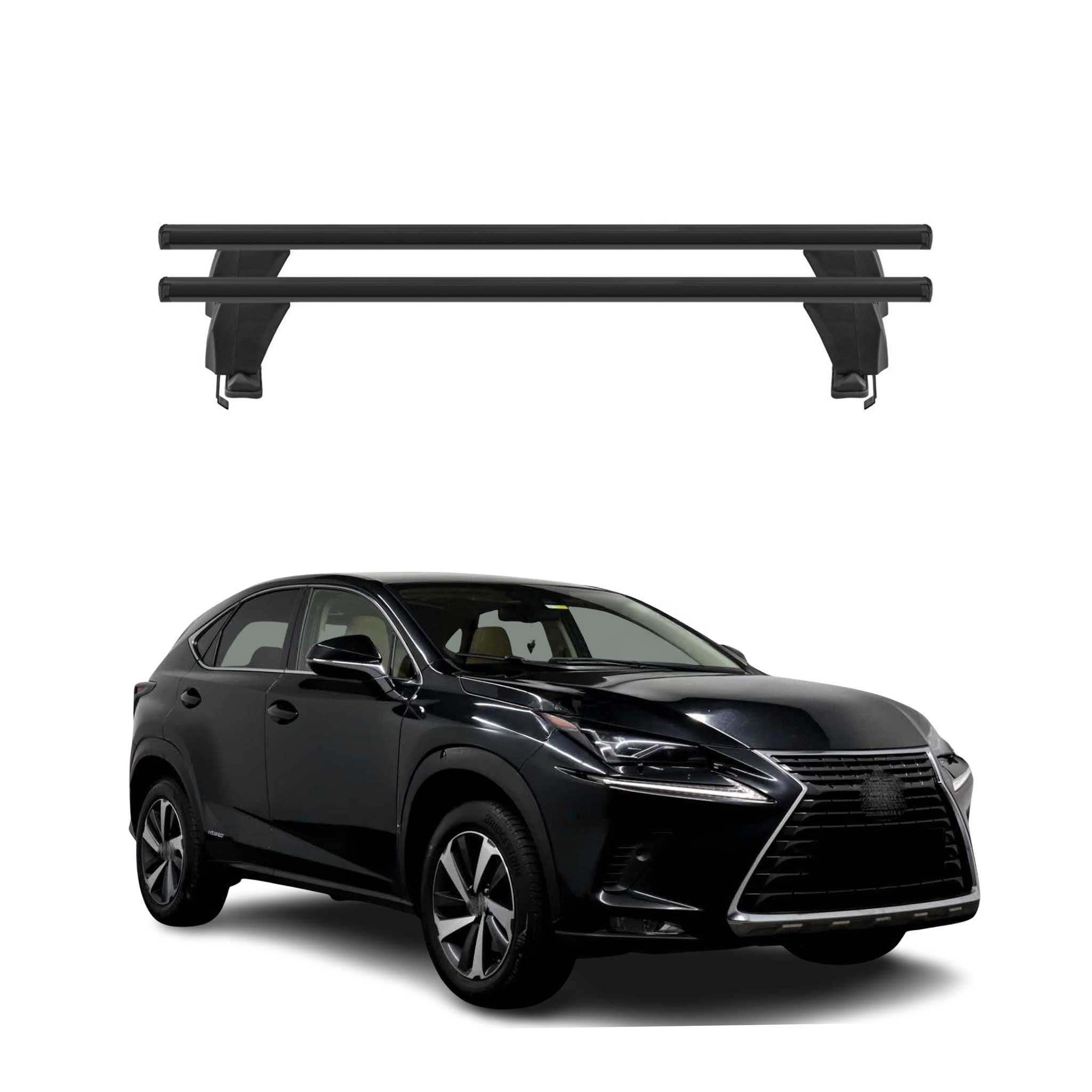Menabo Barres de toit Transversales pour Lexus NX AZ10 2014-2021 Noir ABE 2x