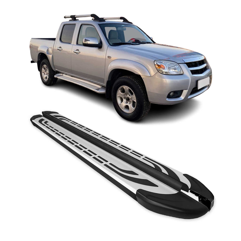 Marchepieds Latéraux pédale pour Mazda BT-50 Double Cab 2012-20 Alu Gris Noir 2x