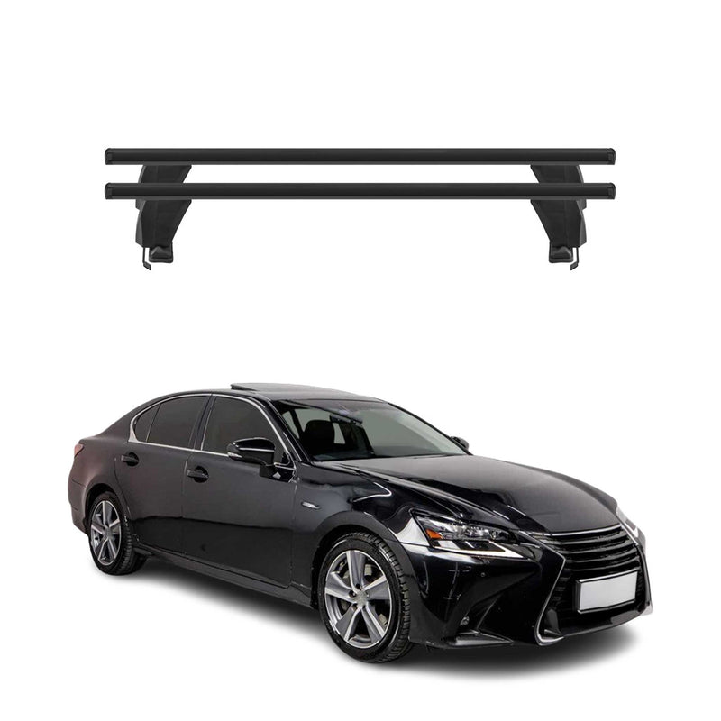 Menabo Barres de toit Transversales pour Lexus GS L10 2011-2020 Noir ABE 2x