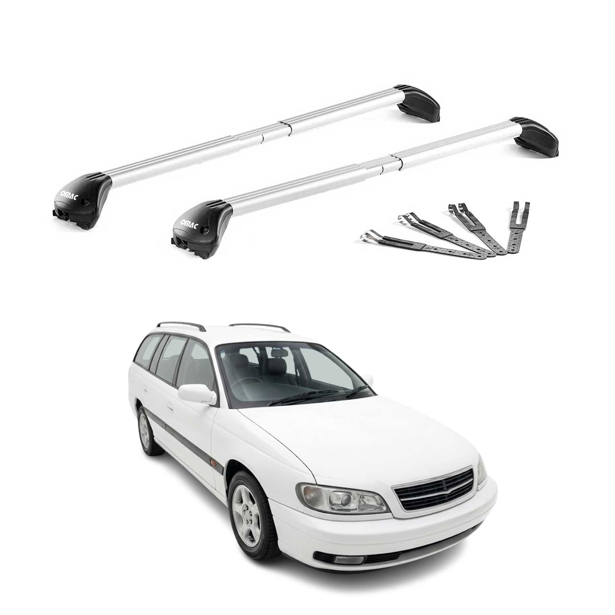 Barres de toit pour Opel Omega A Break 1986-1993 Alu Gris Argenté 2 pièces ABE