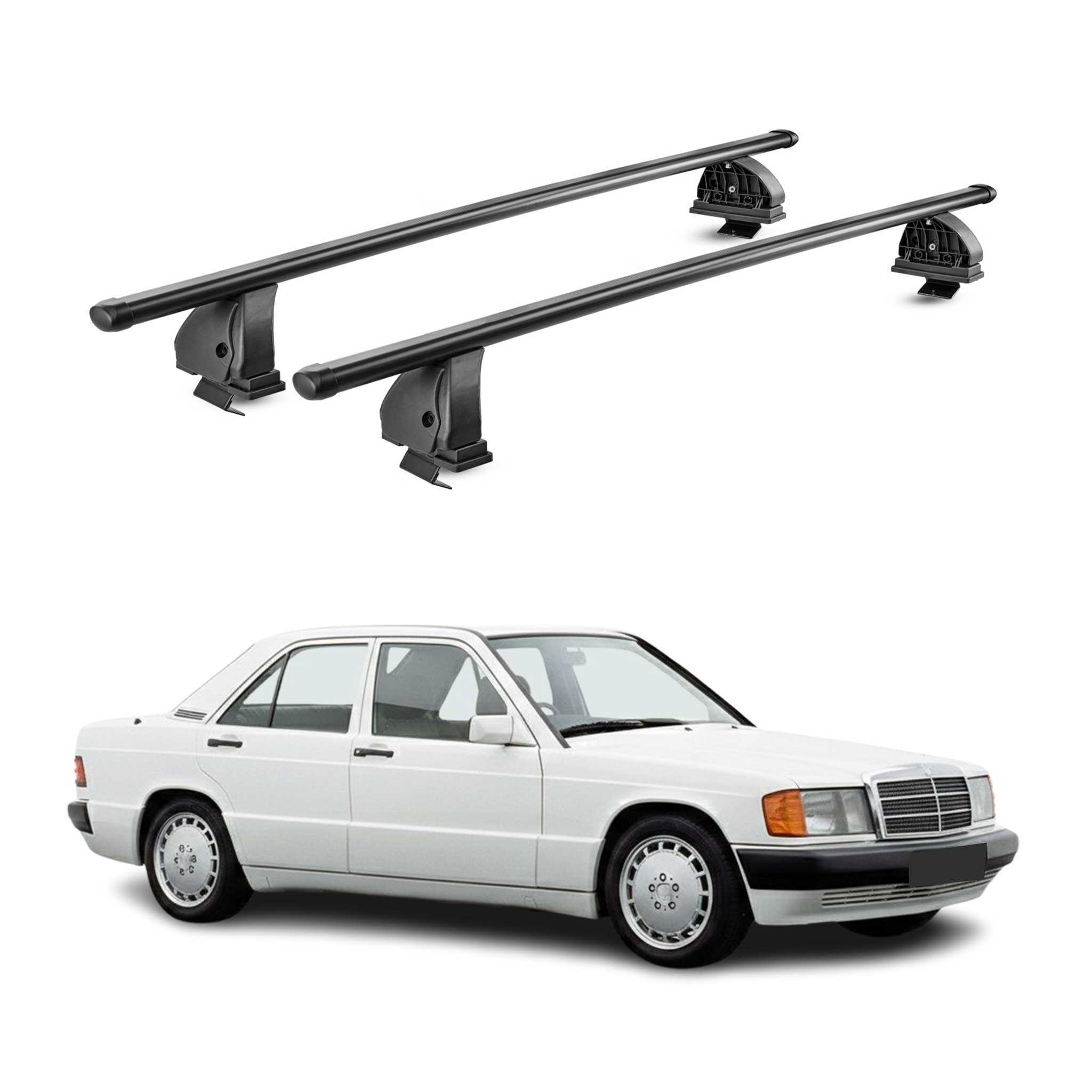 Barres de toit transversales acier pour Mercedes 190 W201 1982-1993 TÜV Noir 2x