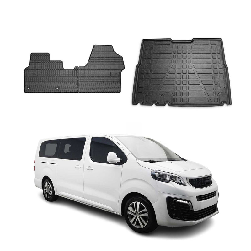 Kit Tapis de sol et coffre pour Peugeot Expert Traveller 2017-2023 Noir TPE