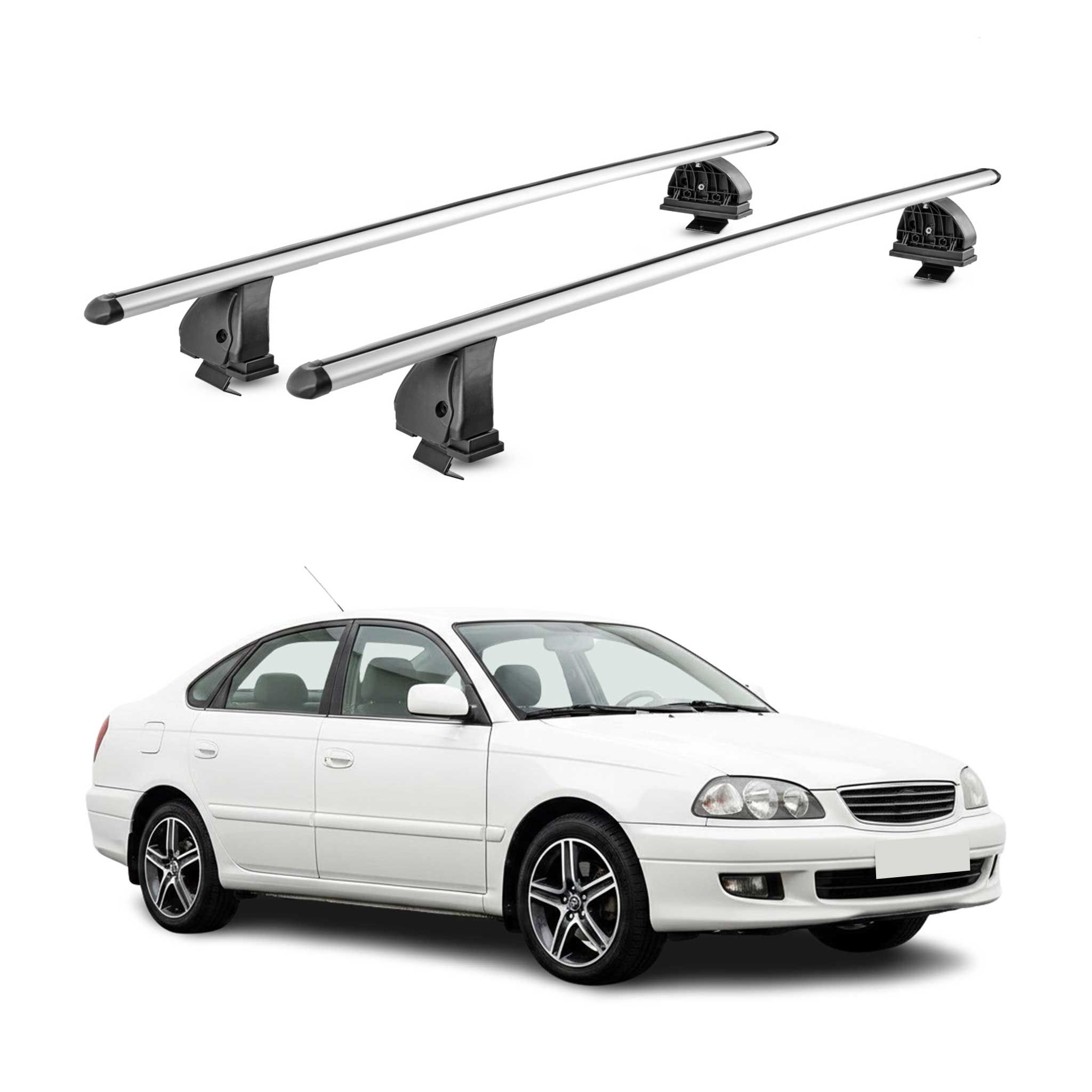 Barres de toit transversales Alu pour Toyota Avensis I 1997-2003 TÜV Gris 2Pcs