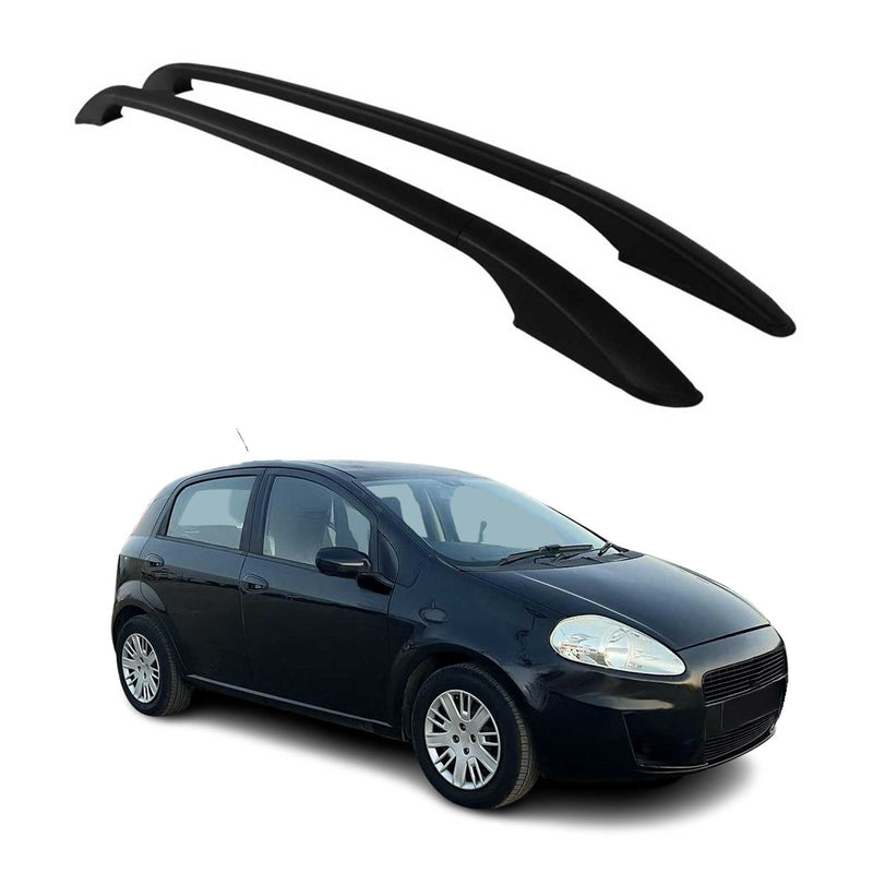Barres de toit longitudinales pour Fiat Grande Punto 2005-2009 en Alu noir