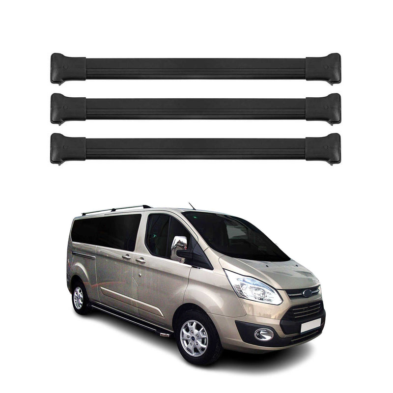 Barres de toit transversales pour Ford Transit Tourneo Custom 2012-2023 Noir 3x