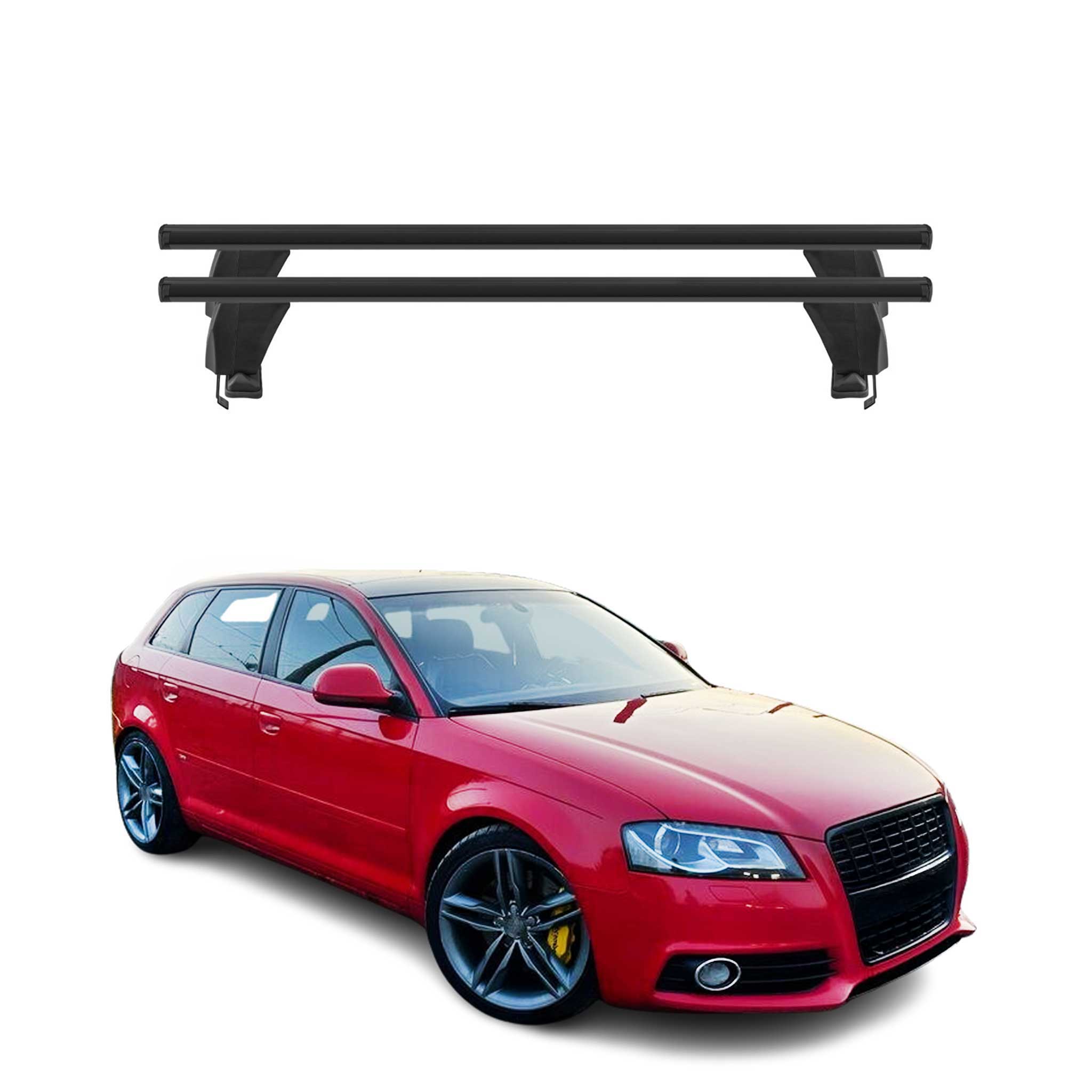 Menabo Barres de transversales pour Audi A3 8PA Sportback 2005-2013 Alu Noir ABE