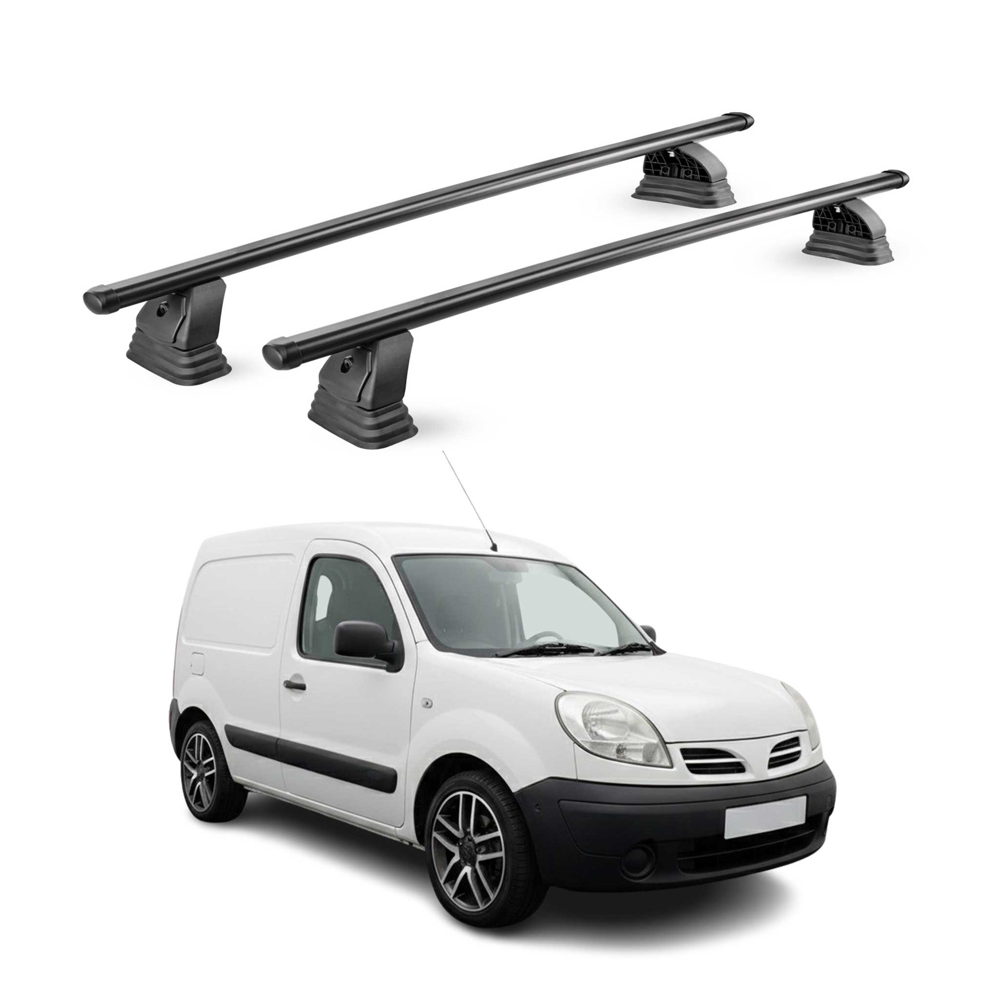 Barres de toit transversales acier pour Nissan Kubistar 2003-2009 TÜV Noir 2Pcs