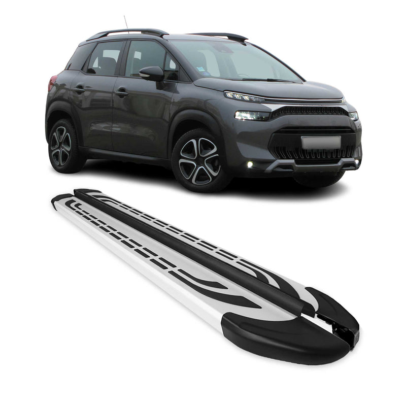Marchepieds Latéraux pour Citroen C3 Aircross C4 Cactus Gris Alu 2x