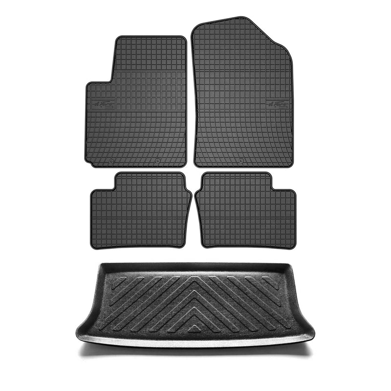 Kit Tapis de sol et coffre pour Kia Picanto 2011-2017 HB TPE Noir