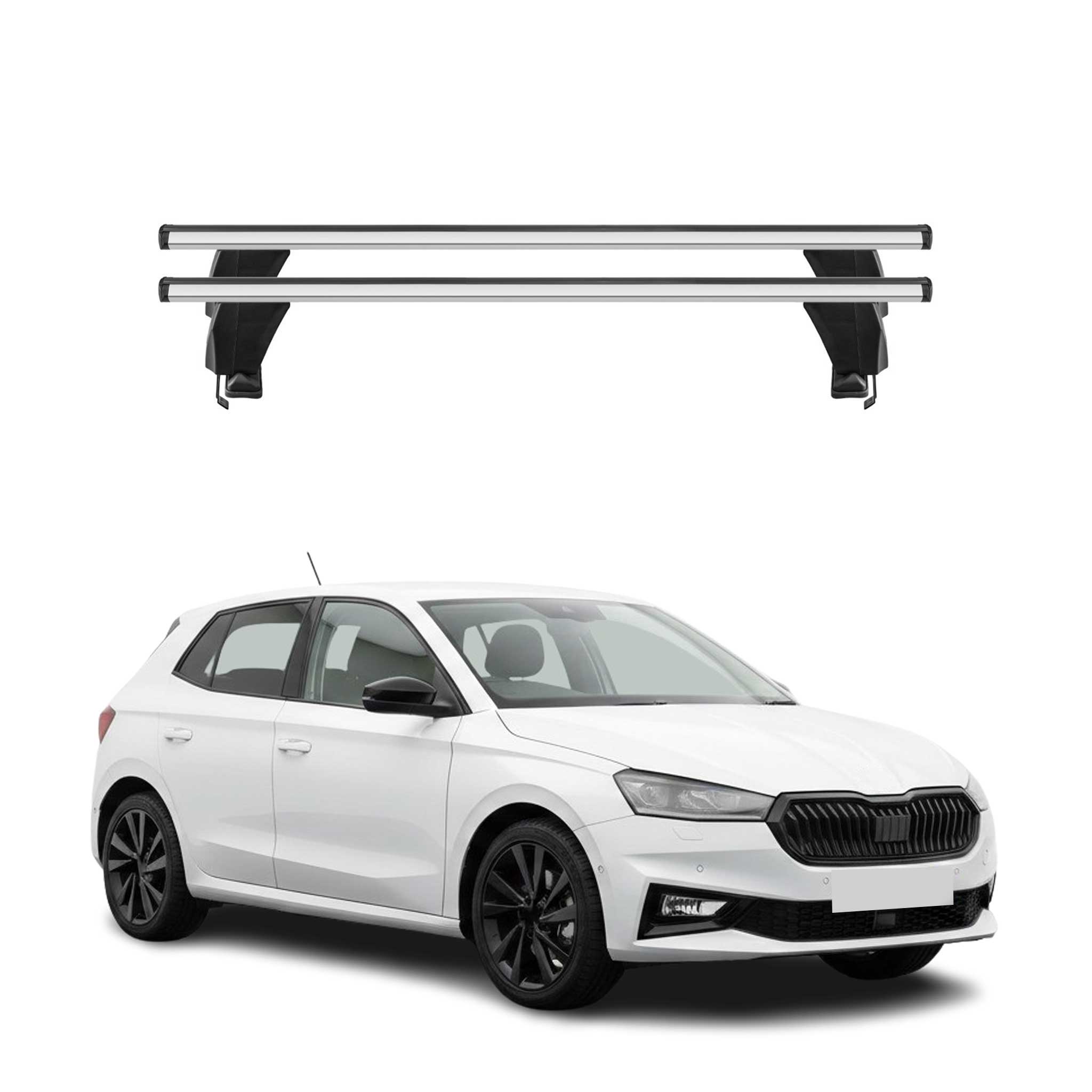 Menabo Barres de toit Transversales pour Skoda Fabia mk4 2022-2026 Alu Gris 2Pcs
