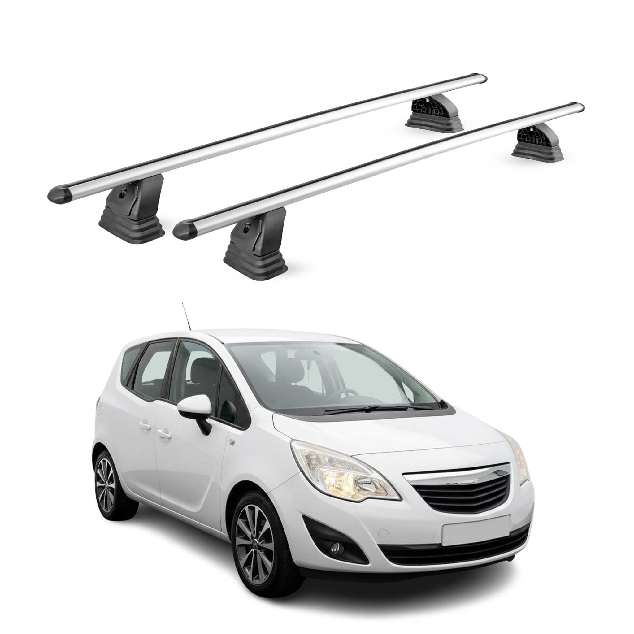 Barres de toit transversales Alu pour Opel Meriva B 2010-2017 TÜV 75 kg Gris 2x