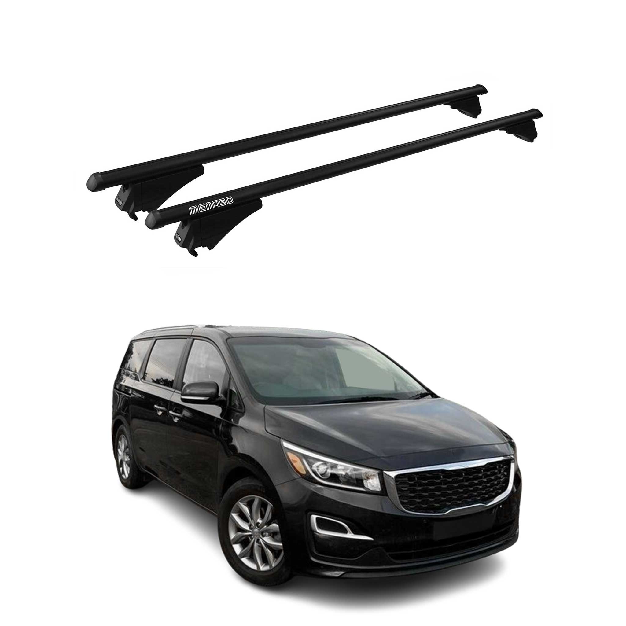 Tiger Barres de toit transversales pour Kia Sedona III 2014-2020 Noir