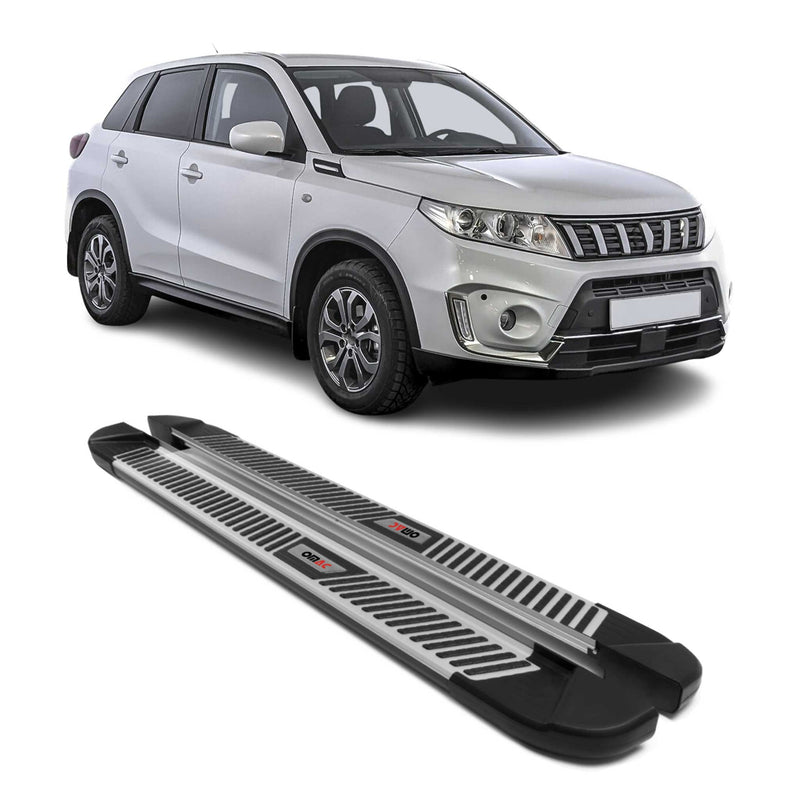 Marchepieds Latéraux pour Suzuki Vitara 2015-2024 Noir Gris Aluminium 2Pcs