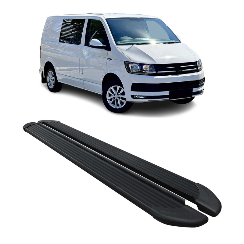 Marchepieds Latéraux pour VW T6 T6.1 Transporter 2015-24 Noir Aluminium L1 Court