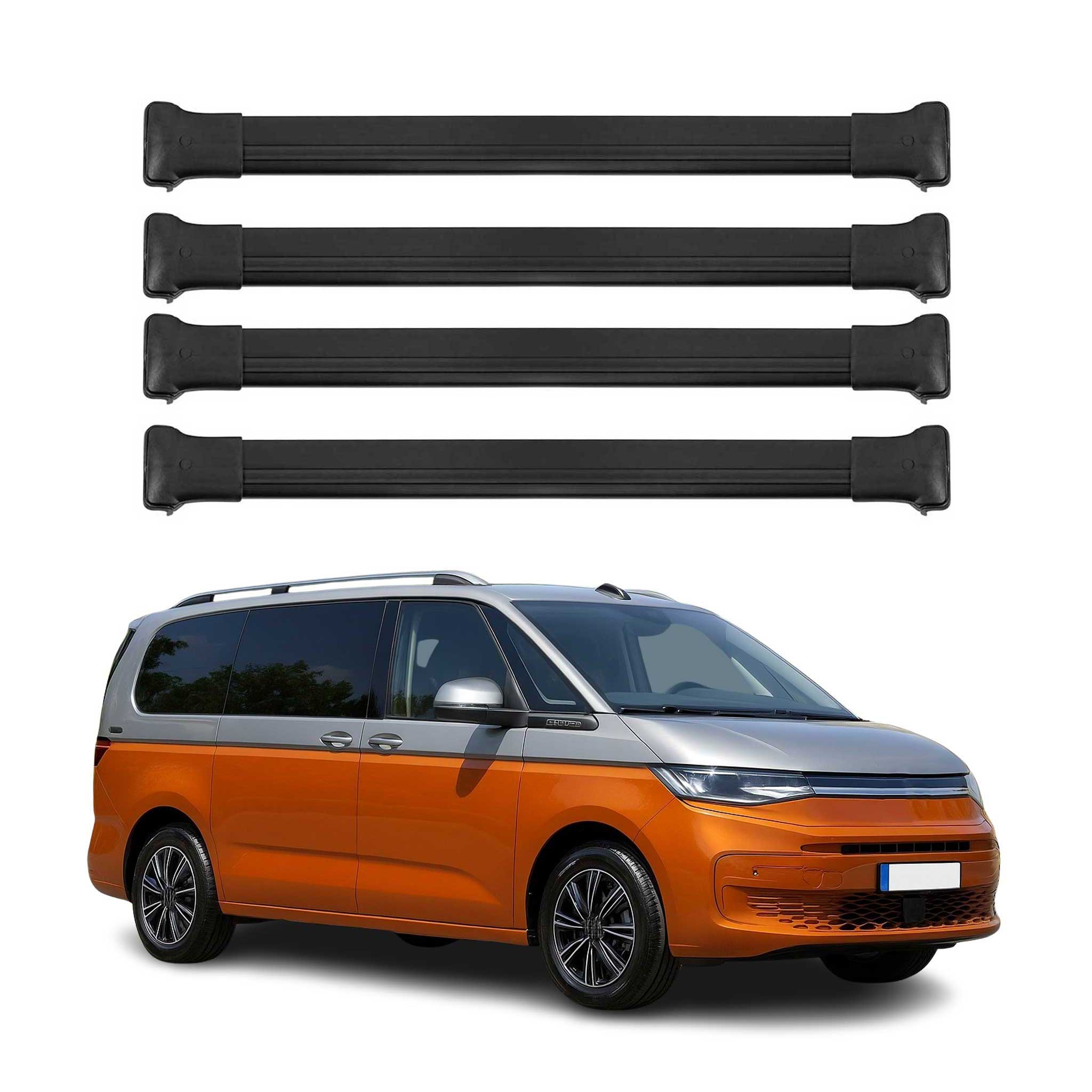Barres de Toit transversales pour VW Transporter T7 2023-2026 Aluminium Noir 4x