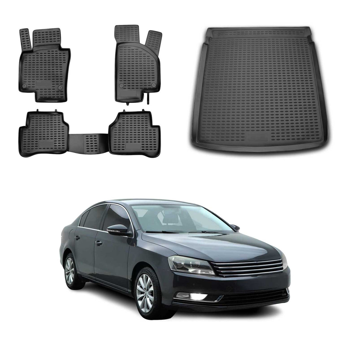 OMAC Kit Tapis de Sol et Coffre pour Passat B7 Berline 2010-2014