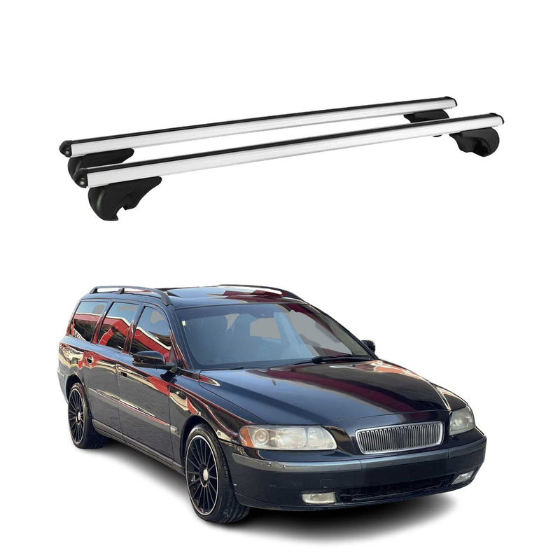 Barres de toit Transversales pour Volvo V70 XC70 1997-1999 Aluminium Argent