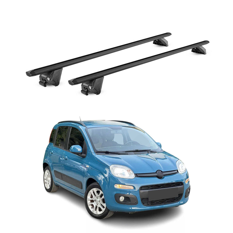 Barres de toit transversales pour Fiat Panda III 2012-2025 Alu Noir 2 pièces ABE