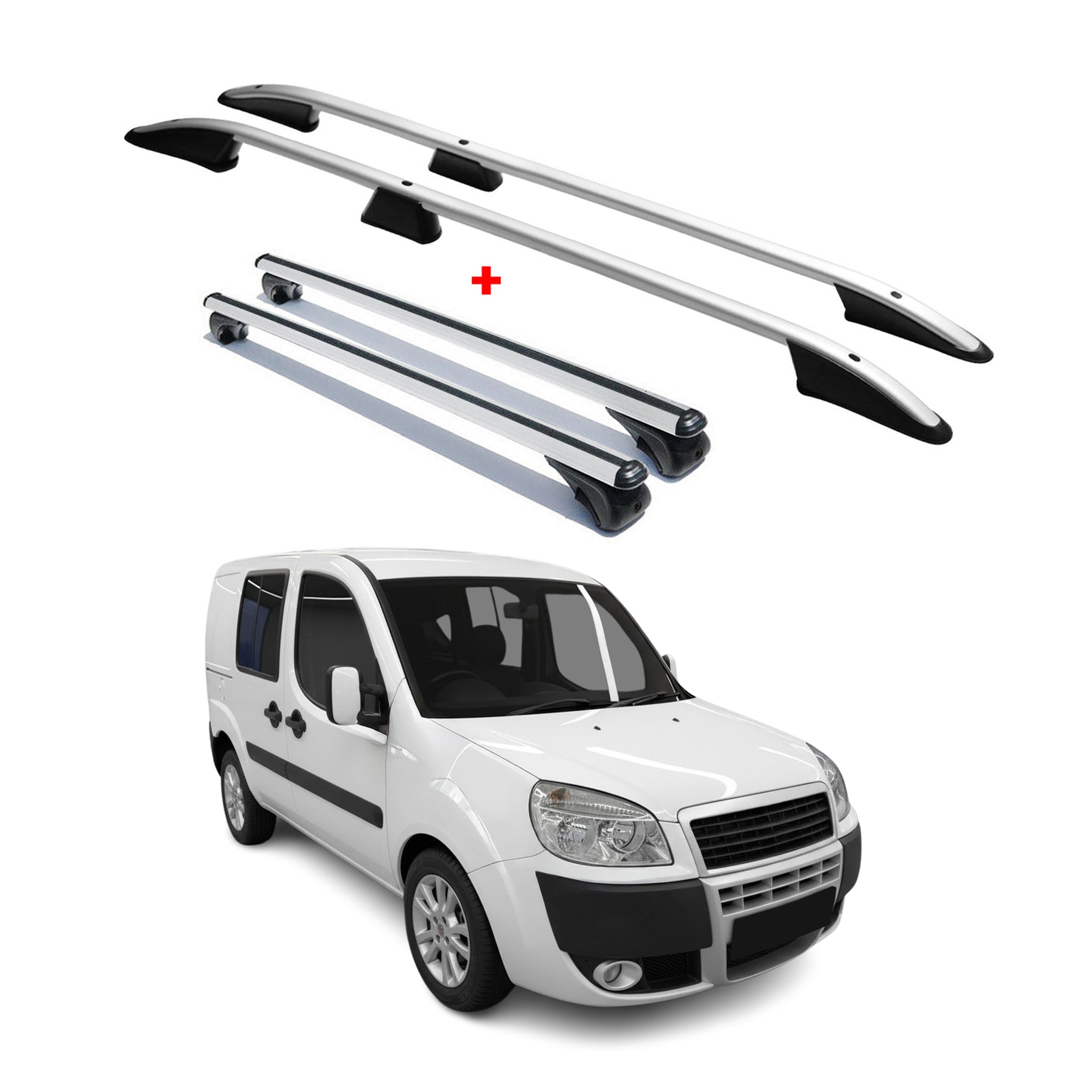 Kit Barres de toit pour Fiat Doblo I 2000-2010 L1 Empattement Court Alu Gris 4x