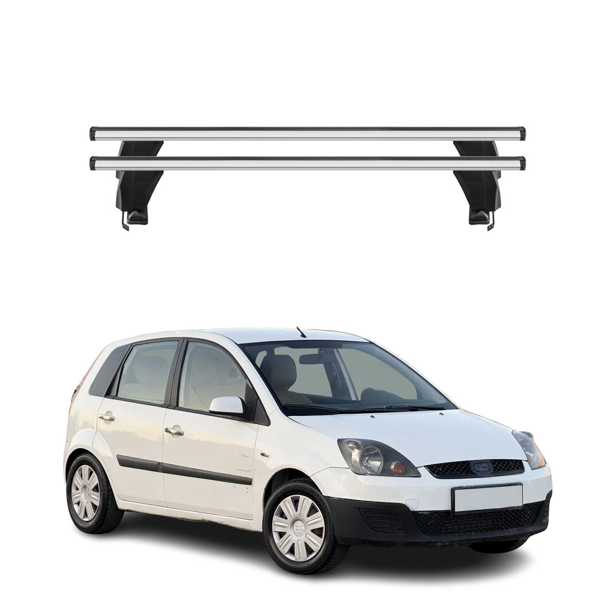 Menabo Barres de toit transversales pour ford Fiesta V 2002-2008 Porte-Bagage en Alu lisse Argent 5Dr 2x TÜV