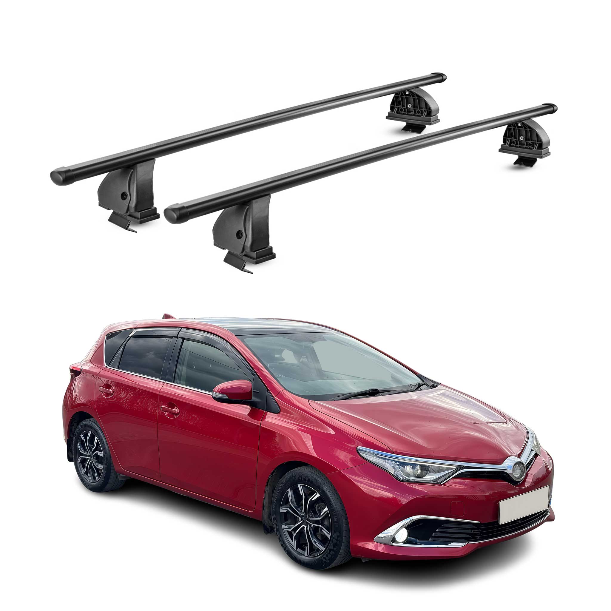 Barres de toit transversales acier pour Toyota Auris II 2012-2018 TÜV Noir 2Pcs