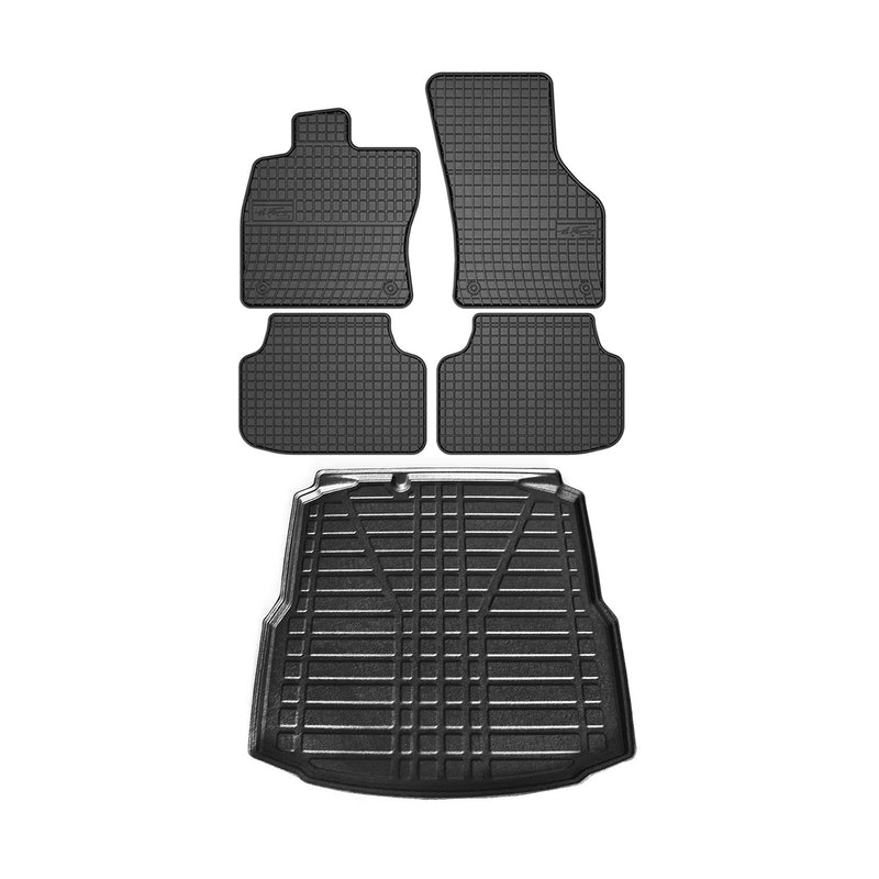 Kit Tapis de sol et coffre pour Skoda Octavia 2013-2019 Berline TPE Noir