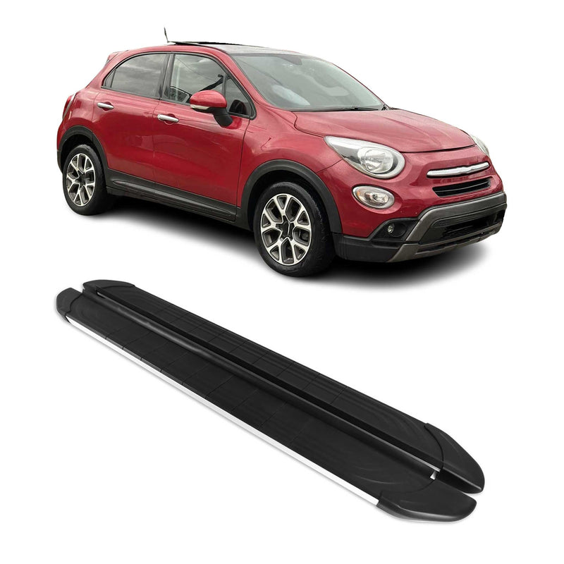 Marchepieds Latéraux pédale pour Fiat 500X 2015-2025 Aluminium Gris Noir 2Pcs