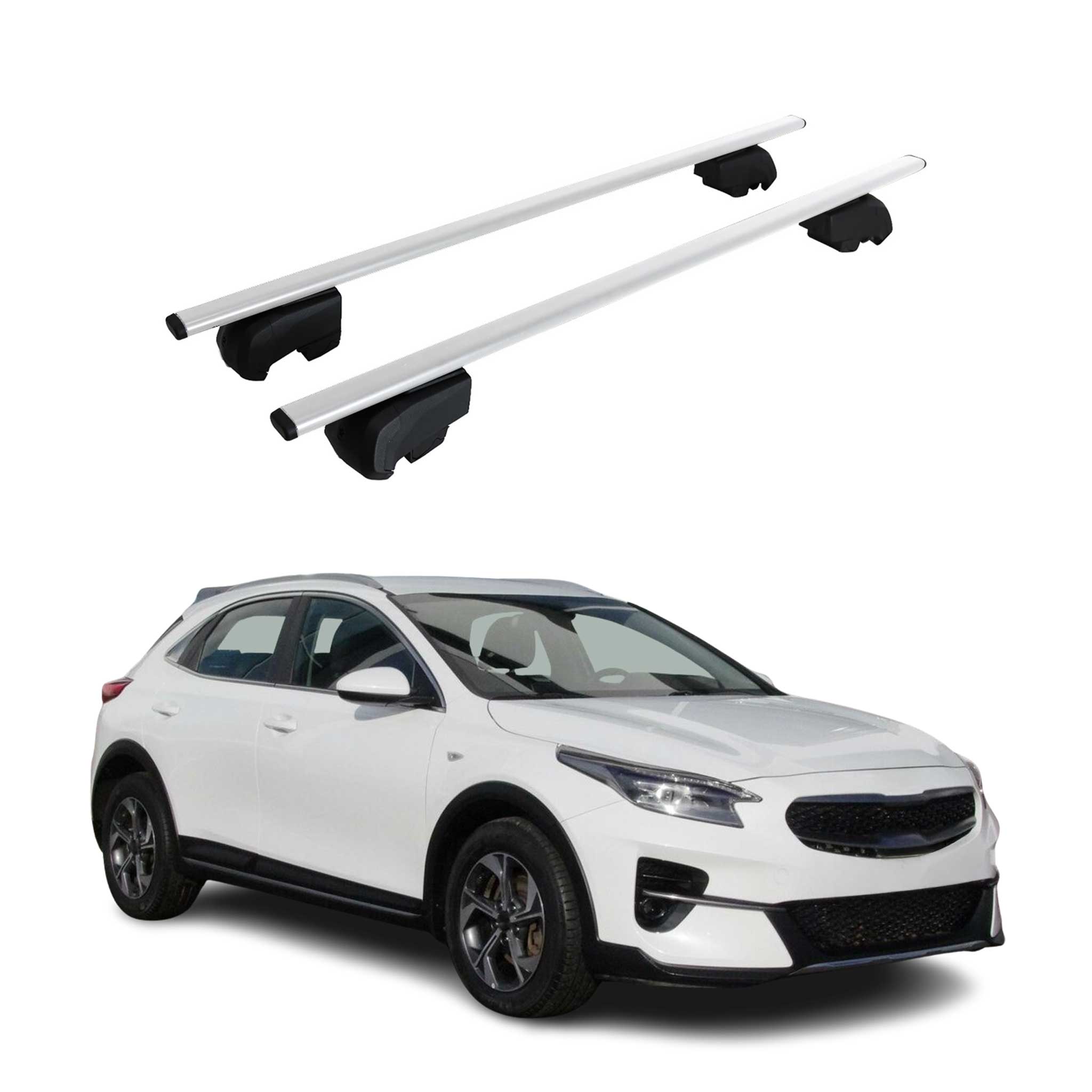 Barres de toit Transversales pour Kia Xceed 2019-2023 Fer Argent ABE