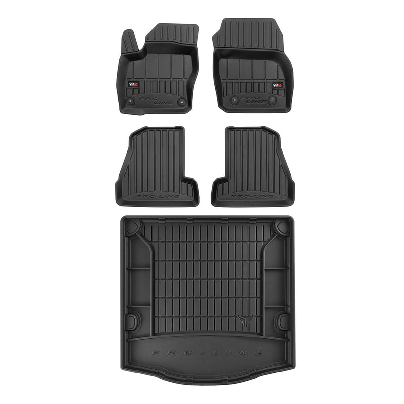 Kit Tapis de Sol et Coffre pour Ford Focus mk3 2011-2018 Berline TPE Noir