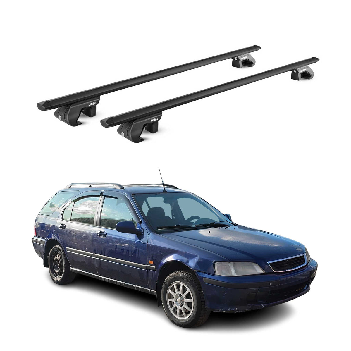 Barres de toit transversales pour Honda Civic Break 1997-2013 Alu Noir 2x ABE